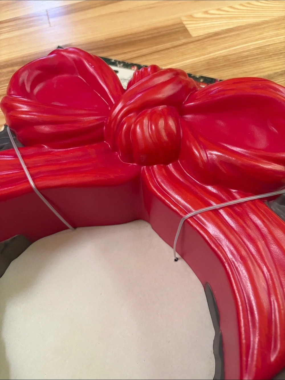 NWT John Derian Target Blow Mold Christmas Lit Wreath Red Bow Battery Operated - Picture 4 of 13